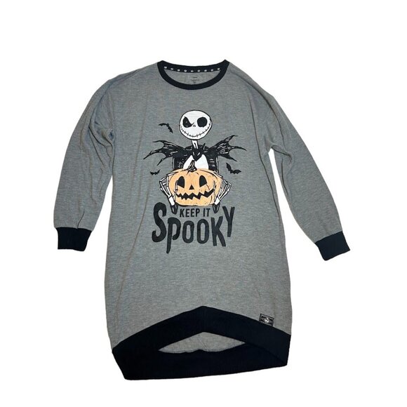 Disney Nightmare Before Christmas Sleepwear M (8-10) Keep It Spooky Grey - Picture 1 of 8